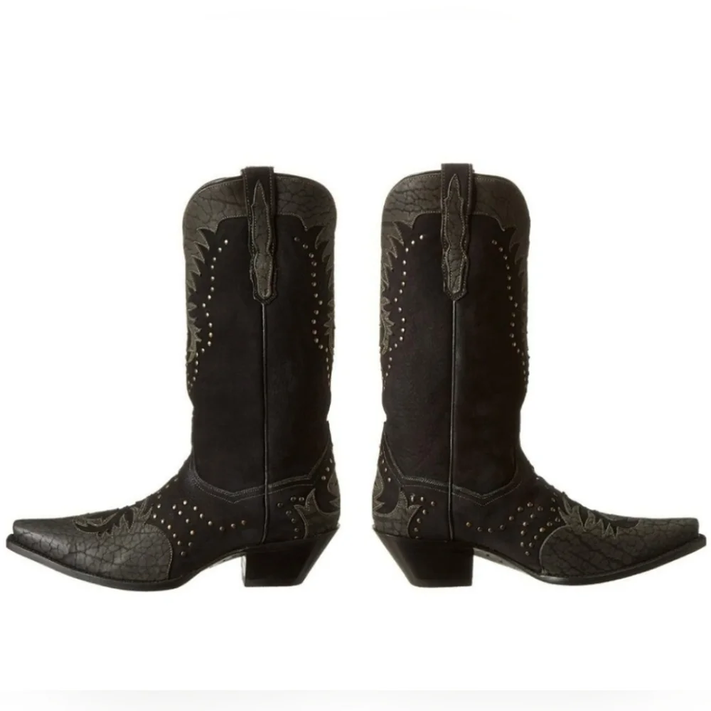 Dan Post "Invy" Studded Western Boots Black Leather DP3582 | Women's Size 8 - Picture 3 of 16